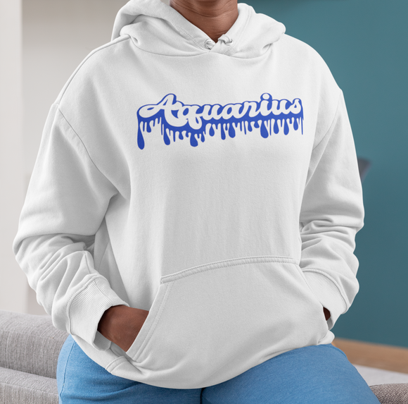 AQUARIUS DRIP - WHITE/BLUE HOODIE