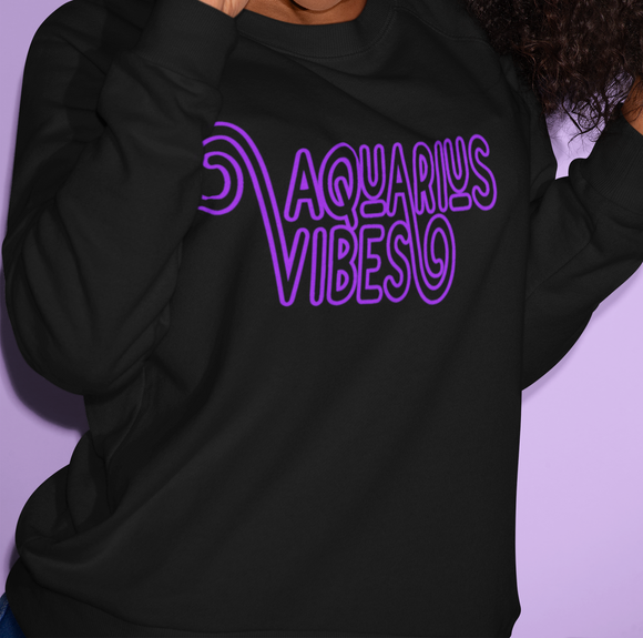 AQUARIUS VIBES - BLACK/PURPLE SWEATSHIRT