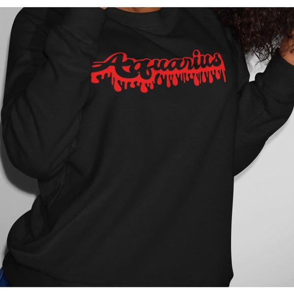 AQUARIUS DRIP - BLACK/RED SWEATSHIRT - SWEATSHIRT