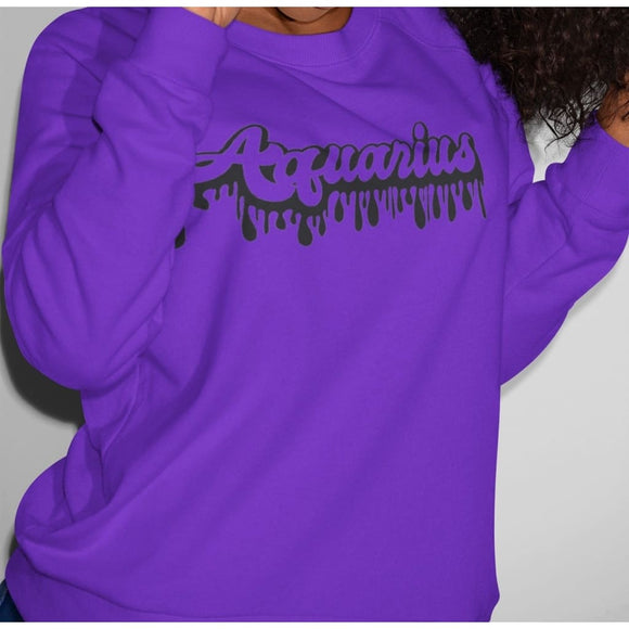 AQUARIUS DRIP - PURPLE/BLACK SWEATSHIRT - SWEATSHIRT