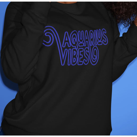 AQUARIUS VIBES - BLACK/BLUE SWEATSHIRT - SWEATSHIRT