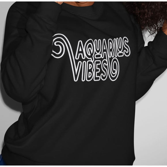 AQUARIUS VIBES - BLACK/WHITE SWEATSHIRT - SWEATSHIRT