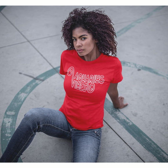 AQUARIUS VIBES TEE- RED/WHITE - SHIRT