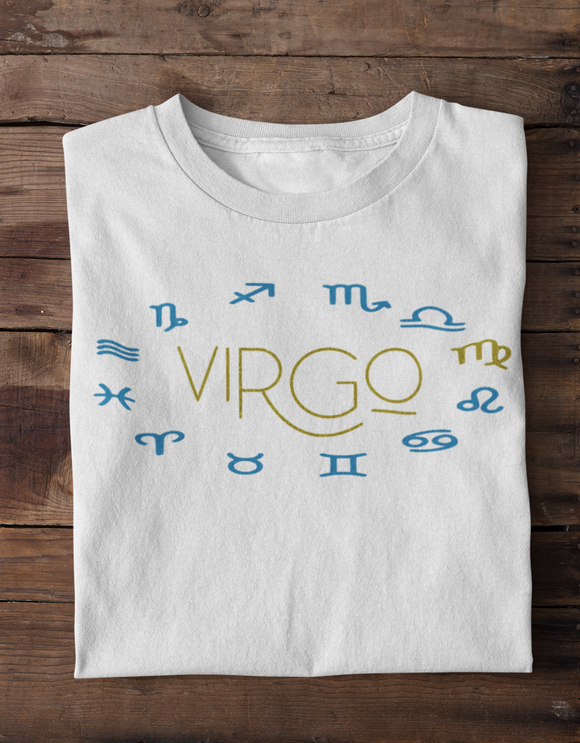 VIRGO ZODIAC WHITE TEE - GOLD GLITTER